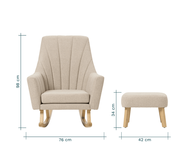 Tutti Bambini Nursing Chairs Tutti Bambini Jonah Rocking Chair & Foot Stool Set – Stone