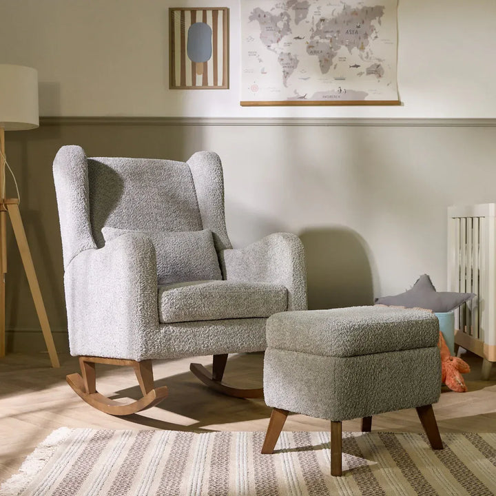 Tutti Bambini Harper Wingback Rocking Chair & Footstool - Cloud Grey ...