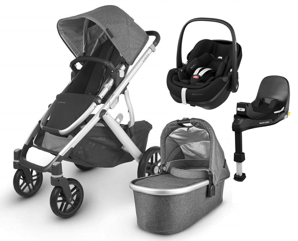 UPPAbaby Travel Systems UPPAbaby Vista V2 with Pebble 360 PRO Car Seat and Base - Jordan / Deep Black