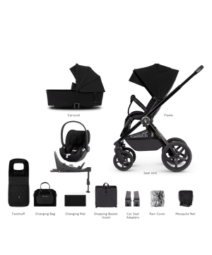 Venicci Prams & Pushchairs Venicci 3 in 1 Tinum UPLINE Cloud T Travel System - All Black