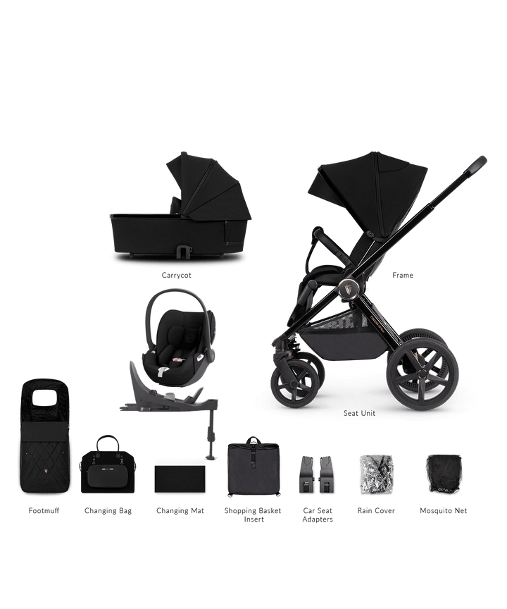 Venicci Prams & Pushchairs Venicci 3 in 1 Tinum UPLINE Cloud T Travel System - All Black