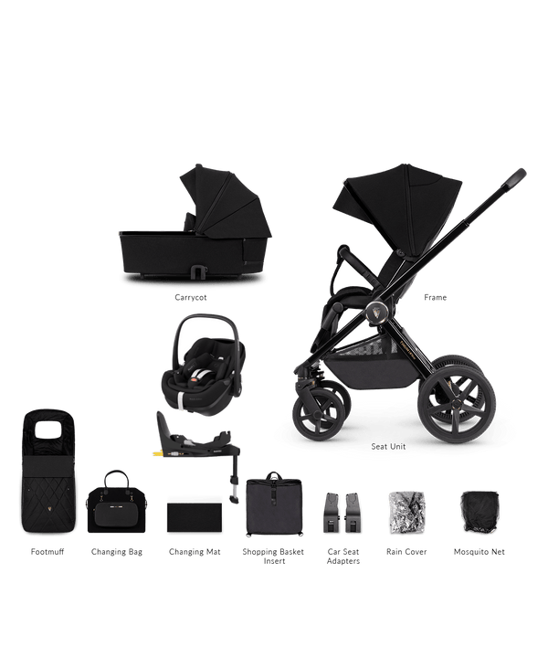 Venicci Prams & Pushchairs Venicci 3 in 1 Tinum UPLINE Pebble 360 PRO Travel System - All Black