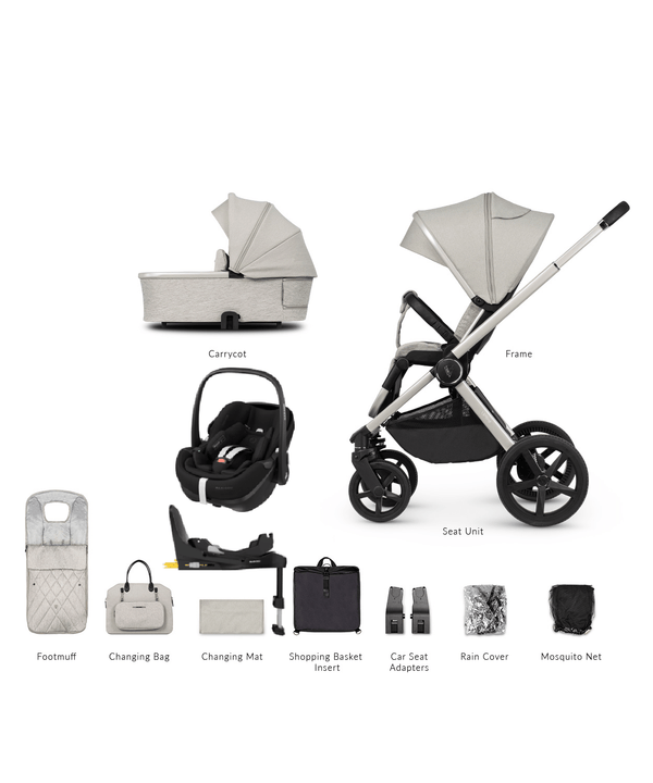 Venicci Prams & Pushchairs Venicci 3 in 1 Tinum UPLINE Pebble 360 PRO Travel System - Moonstone