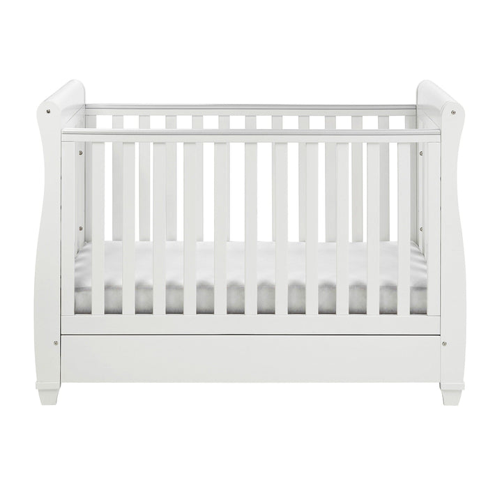 Babymore Cot Beds Babymore Eva Drop Side Cot Bed with Drawer - White