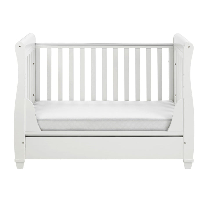 Babymore Cot Beds Babymore Eva Drop Side Cot Bed with Drawer - White