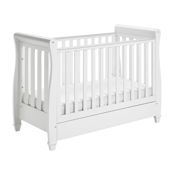 Babymore Cot Beds Babymore Eva Drop Side Cot Bed with Drawer - White