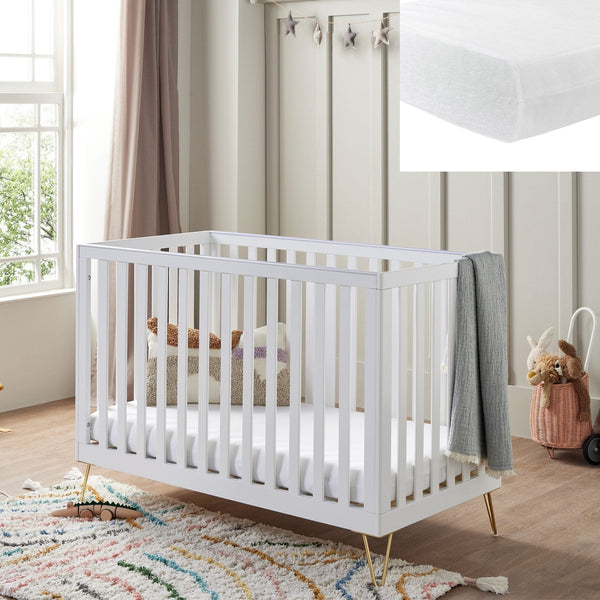Babymore Cot Beds Babymore Kimi Cot Bed with Free Fibre Mattress - White