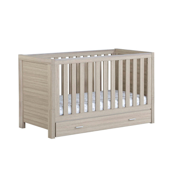 Babymore Cot Beds Babymore Luno Cot Bed With Drawer - Oak