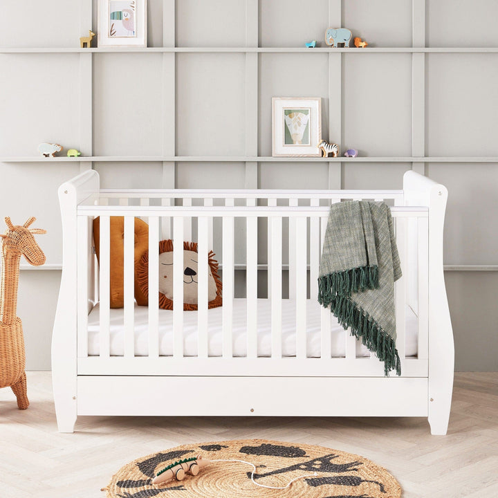 Babymore Cot Beds Babymore Stella Drop Side Cot Bed - White