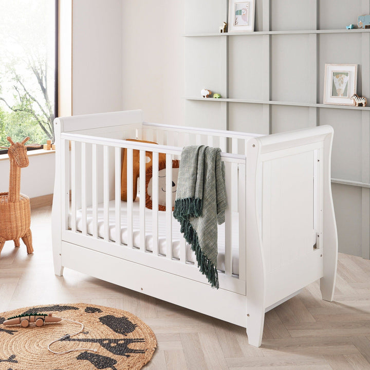 Babymore Cot Beds Babymore Stella Drop Side Cot Bed - White