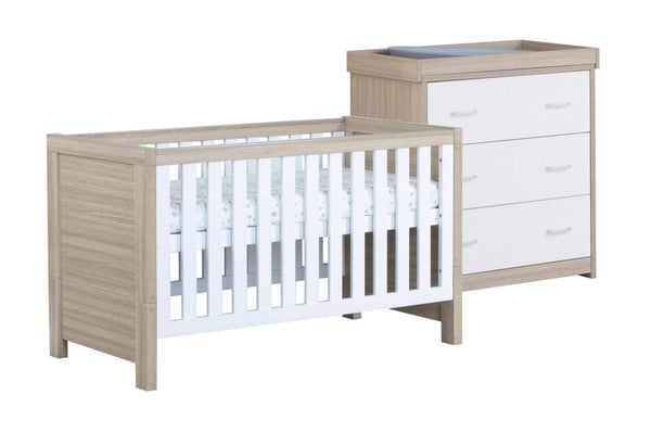 Babymore Nursery Furniture Babymore Luno 2 Piece Furniture Set - White Oak