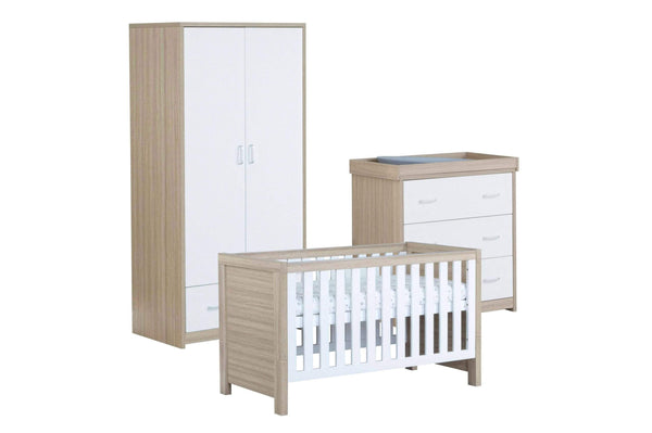 Babymore Nursery Furniture Babymore Luno 3 Piece Furniture Set - White Oak