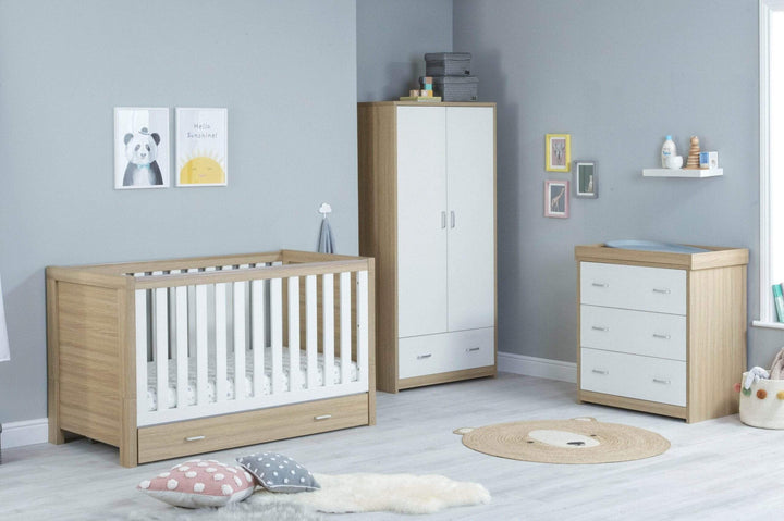 Babymore Nursery Furniture Babymore Luno 3 Piece Furniture Set with Drawer - White Oak