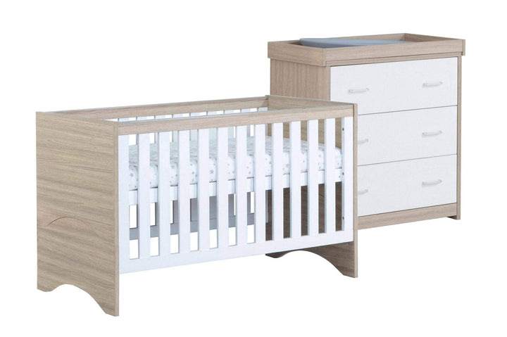 Babymore Nursery Furniture Babymore Veni 2 Piece Furniture Set - White Oak