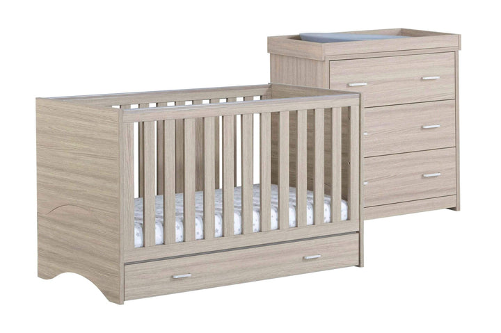 Babymore Nursery Furniture Babymore Veni 2 Piece Furniture Set with Drawer - Oak