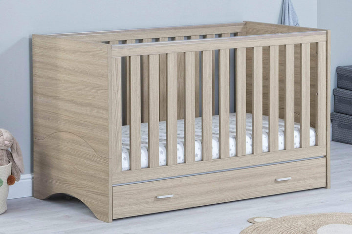 Babymore Nursery Furniture Babymore Veni 2 Piece Furniture Set with Drawer - Oak