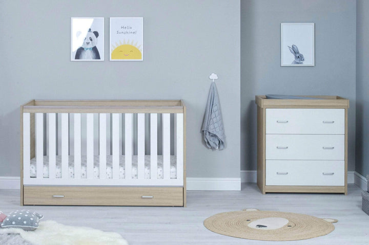 Babymore Nursery Furniture Babymore Veni 2 Piece Furniture Set with Drawer - White Oak