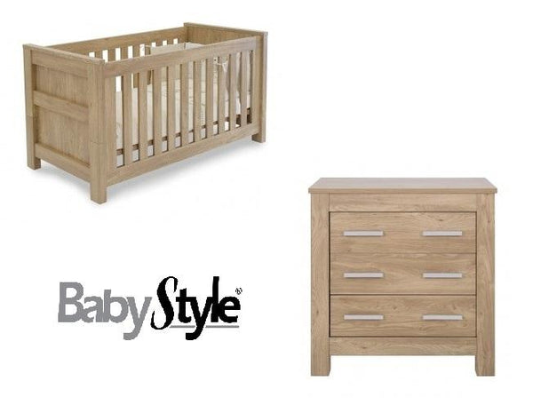 BabyStyle Nursery Furniture Baby Style Bordeaux 2pc Furniture Set - Oak