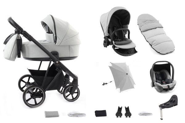 BabyStyle Travel Systems BabyStyle Prestige Vogue 13 Piece Bundle - Flint / Black Frame / Black Leather