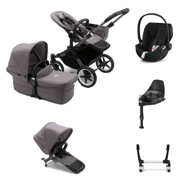 Bugaboo Travel Systems Bugaboo Donkey 5 Duo with Cloud Z2 and Base Z2 - Graphite/Grey Melange