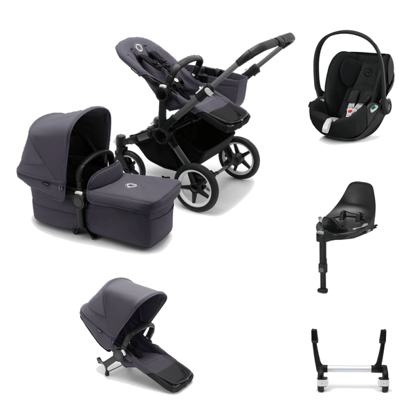 Bugaboo Travel Systems Bugaboo Donkey 5 Duo with Cloud Z2 and Base Z2 - Graphite/Stormy Blue