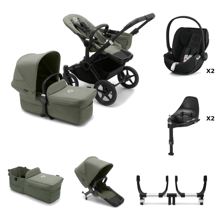 Bugaboo Travel Systems Bugaboo Donkey 5 Twin with Cloud Z2 and Base Z2 - Black/Forest Green