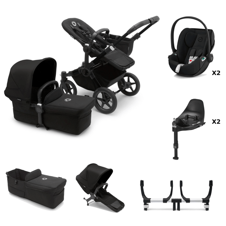 Bugaboo Donkey 5 Twin with Cloud T and Base T Black Midnight Black