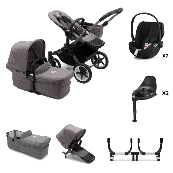 Bugaboo Travel Systems Bugaboo Donkey 5 Twin with Cloud Z2 and Base Z2 - Graphite/Grey Melange