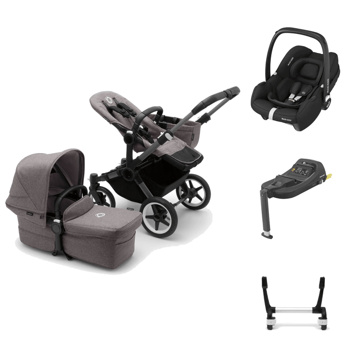 Bugaboo Travel Systems Bugaboo Donkey 5 with Cabriofix and Base - Black/Grey Melange