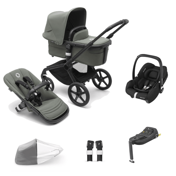 Bugaboo Travel Systems Bugaboo Fox 5, Cabriofix i-Size and Base Travel System - Black/Forest Green/Forest Green