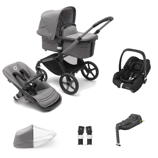 Bugaboo Travel Systems Bugaboo Fox 5, Cabriofix i-Size and Base Travel System - Graphite/Grey Melange/Grey Melange