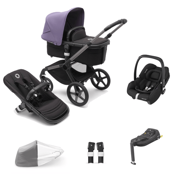 Bugaboo Travel Systems Bugaboo Fox 5, Cabriofix i-Size and Base Travel System - Graphite/Midnight Black/Astro Purple