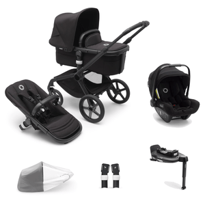 Bugaboo Travel Systems Bugaboo Fox 5, Nuna Turtle and Base Travel System - Black/Midnight Black/Midnight Black