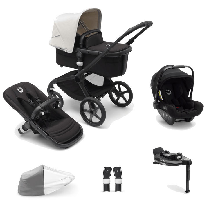 Bugaboo Travel Systems Bugaboo Fox 5, Nuna Turtle and Base Travel System - Black/Midnight Black/Misty White