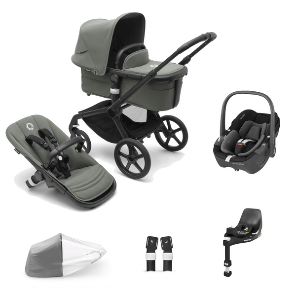 Bugaboo Travel Systems Bugaboo Fox 5, Pebble 360 and Base Travel System - Black/Forest Green/Forest Green