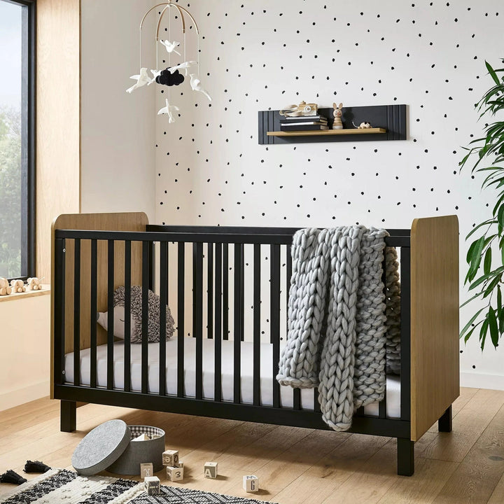 Cuddleco Cot Beds Cuddleco Rafi Cot Bed - Oak/Black