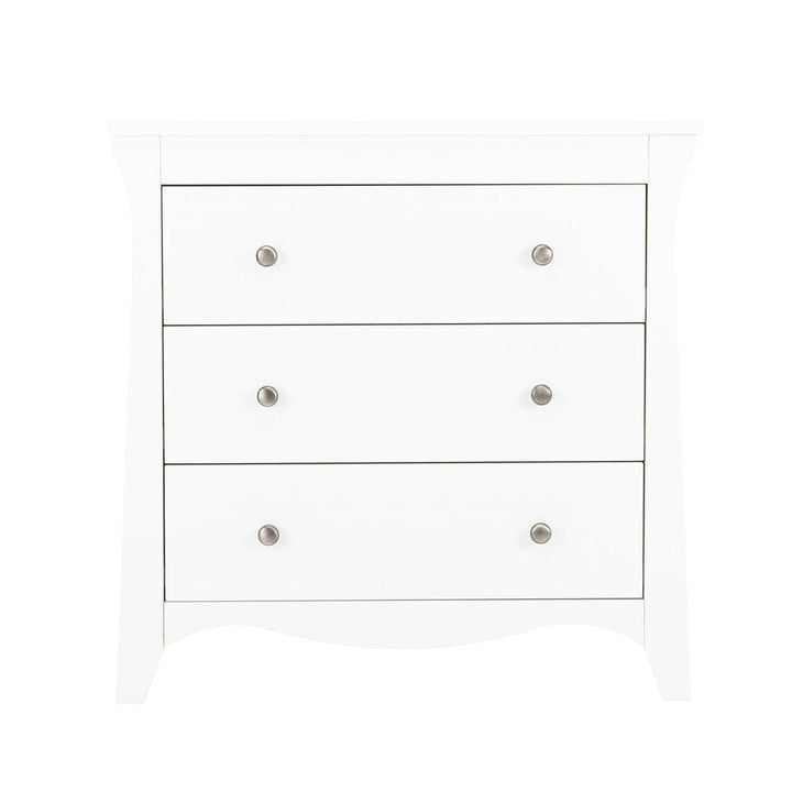 Cuddleco Nursery Furniture Cuddleco Clara 2 Piece Set 3 Drawer Dresser and Cot Bed - White