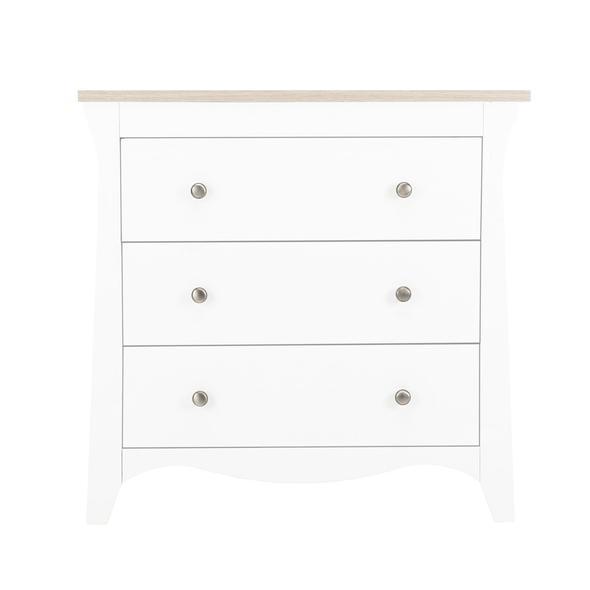 Cuddleco Nursery Furniture Cuddleco Clara 2 Piece Set 3 Drawer Dresser and Cot Bed - White Ash