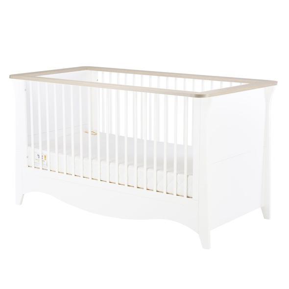 Cuddleco Nursery Furniture Cuddleco Clara 2 Piece Set 3 Drawer Dresser and Cot Bed - White Ash