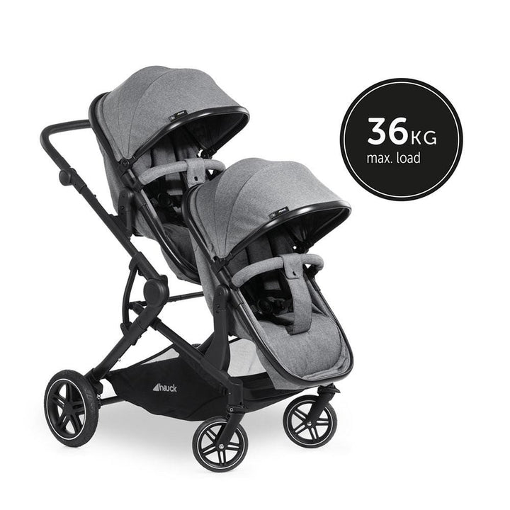 Hauck double pushchairs Hauck Atlantic Twin Pushchair - Melange Grey