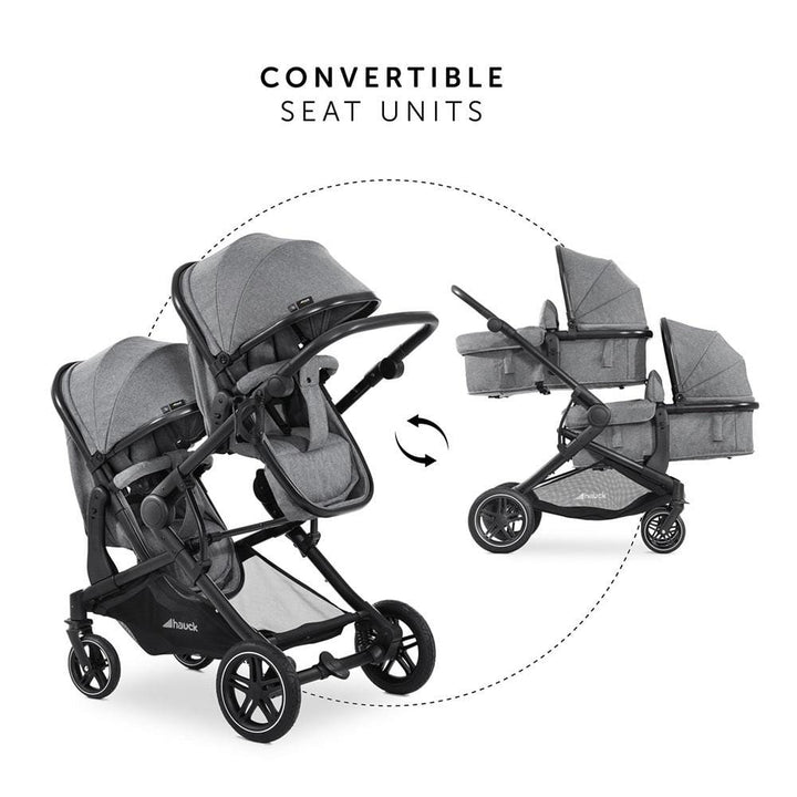 Hauck double pushchairs Hauck Atlantic Twin Pushchair - Melange Grey