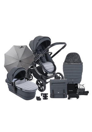 iCandy double pushchairs iCandy Peach 7 Complete Bundle - Phantom / Truffle (Grey Granite Parasol)