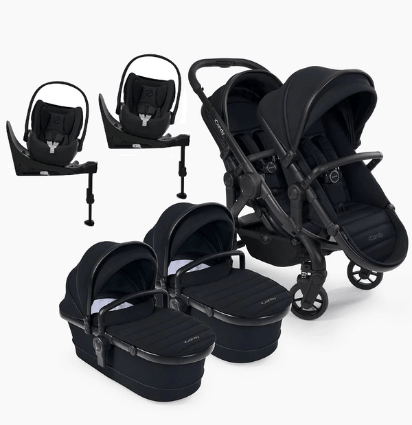 iCandy double pushchairs iCandy Peach 7 Twin Cybex Cloud Z2 Travel System - Jet / Black Edition