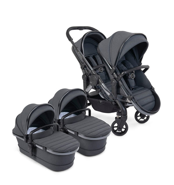 iCandy double pushchairs iCandy Peach 7 Twin Pushchair - Phantom / Dark Grey