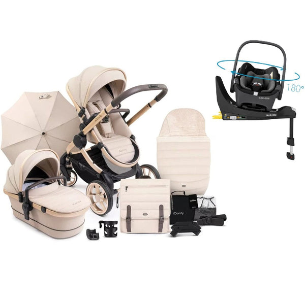 iCandy Travel Systems iCandy Peach 7 Maxi Cosi Pebble 360 Complete Travel System Bundle - Biscotti
