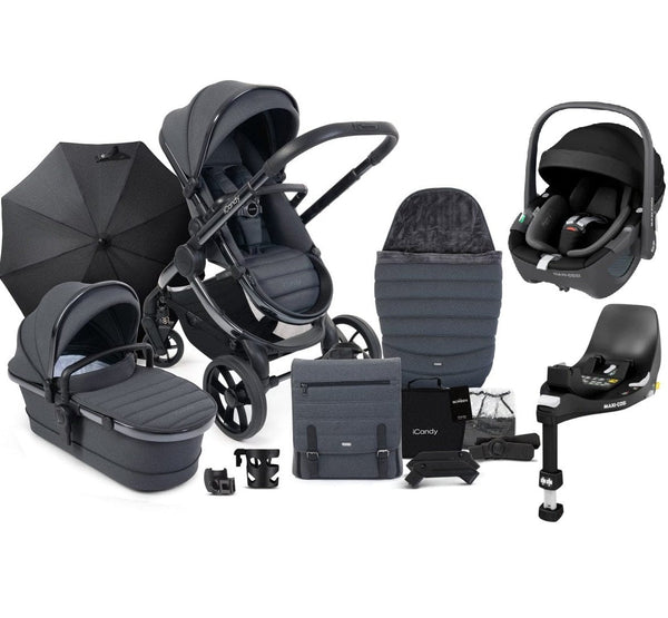 iCandy Travel Systems iCandy Peach 7 Maxi Cosi Pebble 360 Complete Travel System Bundle - Dark Grey