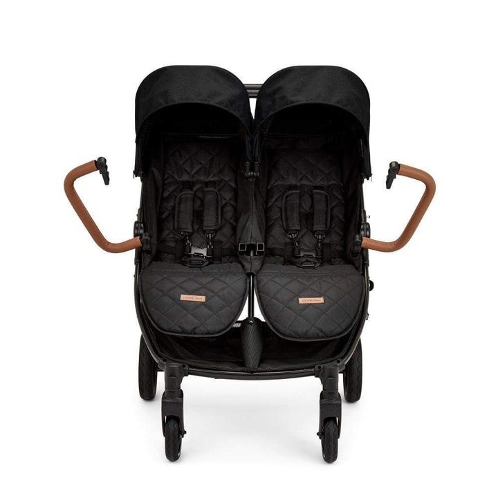 Ickle Bubba double pushchairs Ickle Bubba Venus Double Stroller - Black / Black / Tan