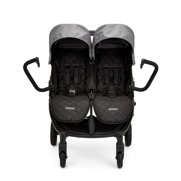 Ickle Bubba double pushchairs Ickle Bubba Venus Double Stroller Black / Space Grey / Black