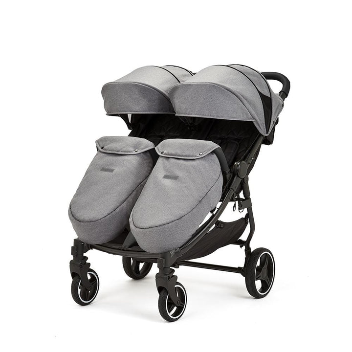 Ickle Bubba double pushchairs Ickle Bubba Venus Prime Double Stroller - Black / Space Grey / Black