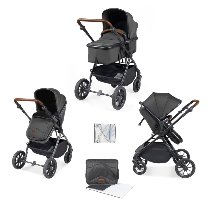 Ickle Bubba Prams & Pushchairs Ickle Bubba Cosmo 2 in 1 Plus Pushchair - Black / Graphite Grey / Tan